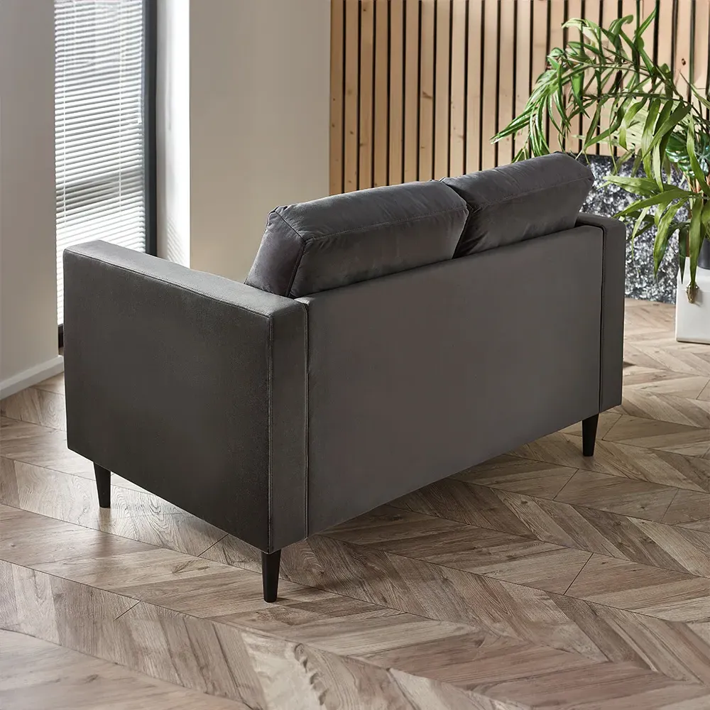 Josie 2-Seater Sofa - Dark Grey, Velvet