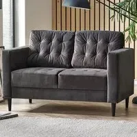 Josie 2-Seater Sofa - Dark Grey, Velvet