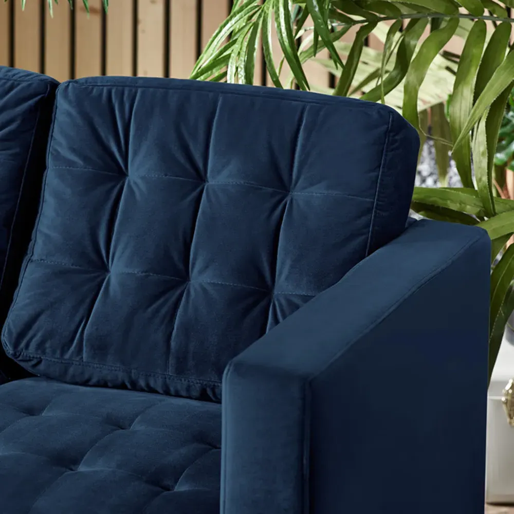 Josie 2-Seater Sofa - Navy Blue, Velvet