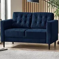 Josie 2-Seater Sofa - Navy Blue, Velvet