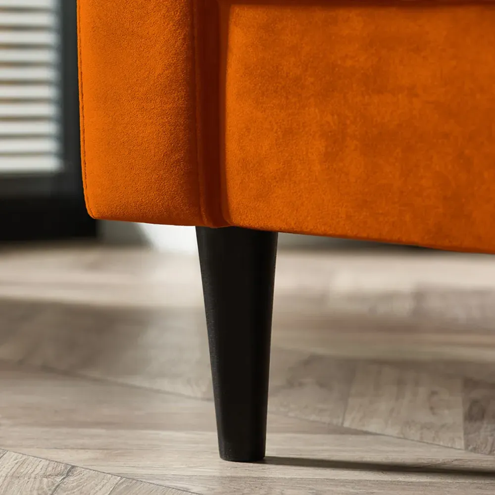 Josie 3-Seater Sofa - Burnt Orange, Velvet