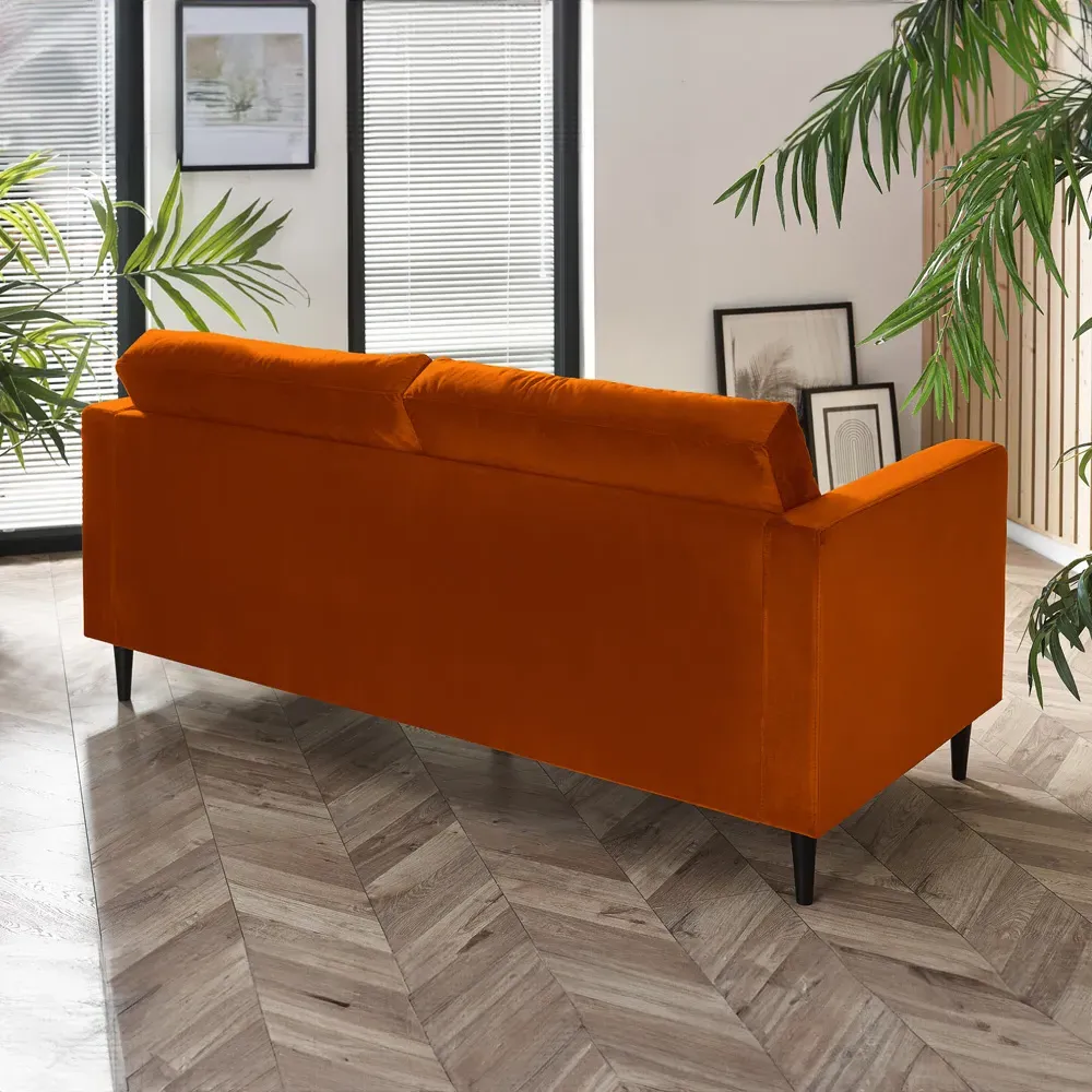 Josie 3-Seater Sofa - Burnt Orange, Velvet