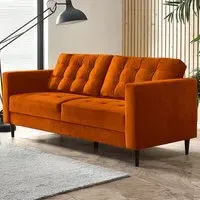Josie 3-Seater Sofa - Burnt Orange, Velvet