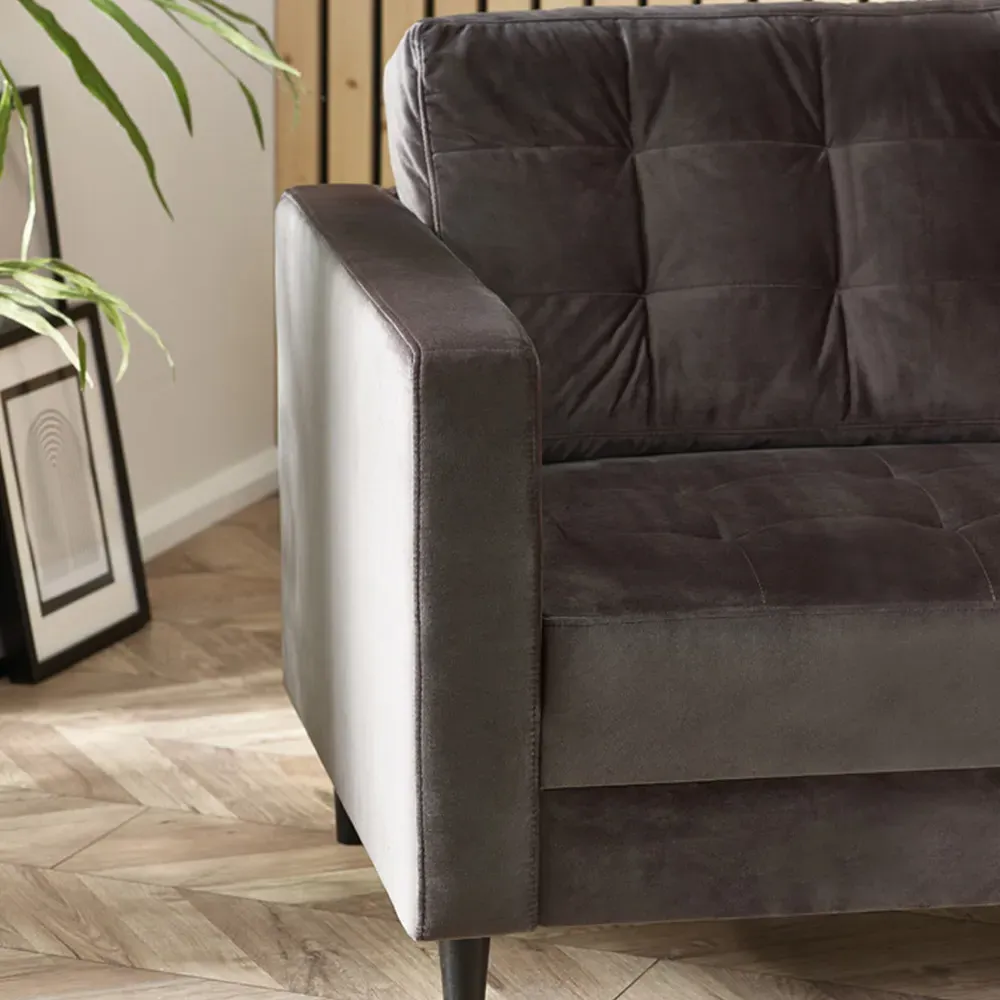 Josie 3-Seater Sofa - Dark Grey, Velvet