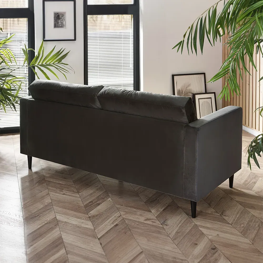 Josie 3-Seater Sofa - Dark Grey, Velvet