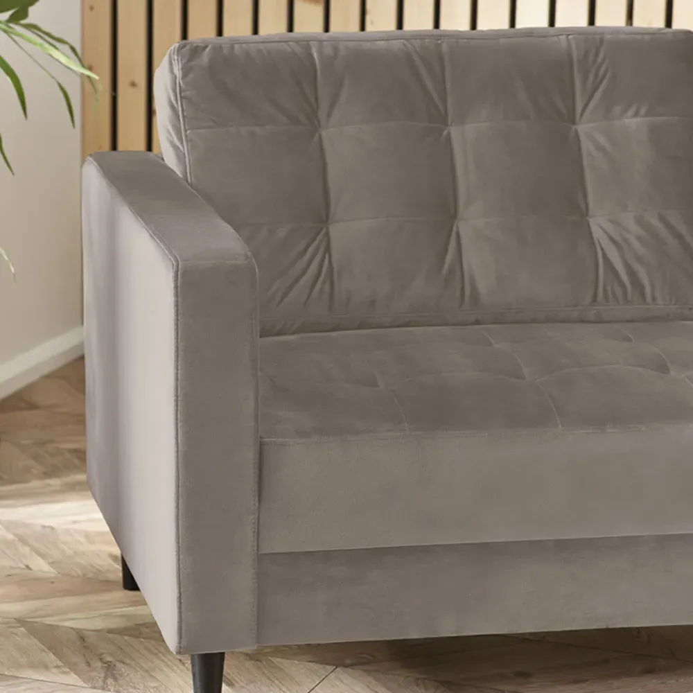 Josie 3-Seater Sofa - Light Grey, Velvet
