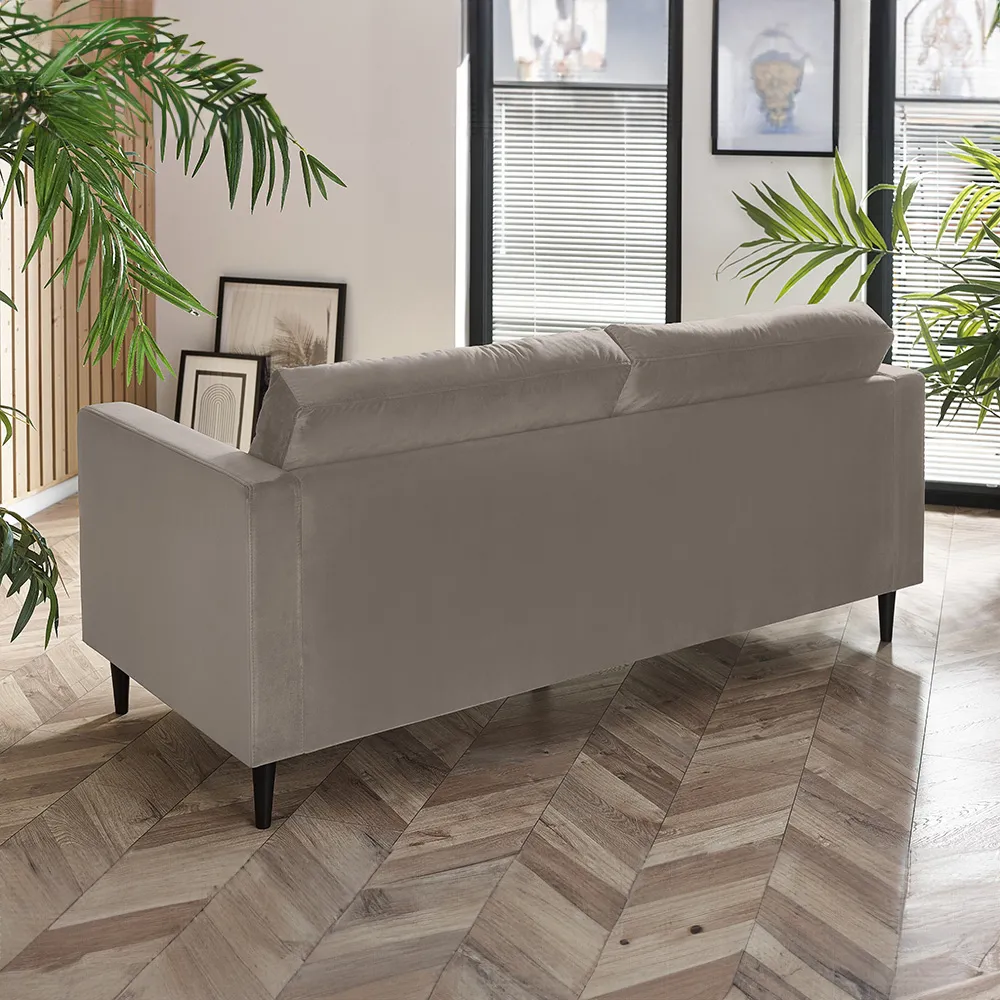 Josie 3-Seater Sofa - Light Grey, Velvet