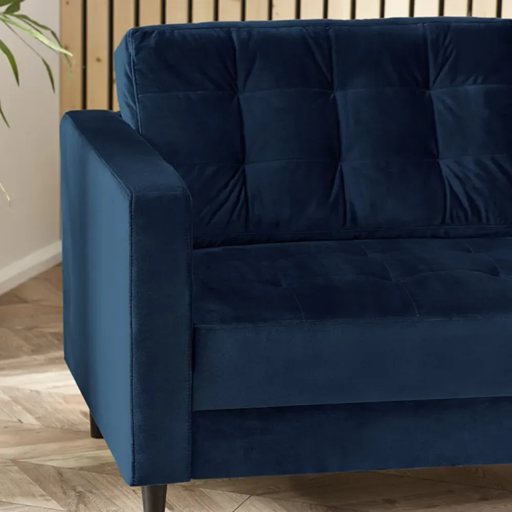 Josie 3-Seater Sofa - Navy Blue, Velvet