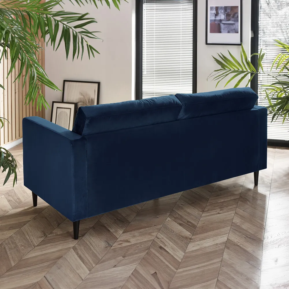 Josie 3-Seater Sofa - Navy Blue, Velvet