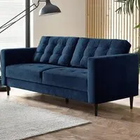Josie 3-Seater Sofa - Navy Blue, Velvet