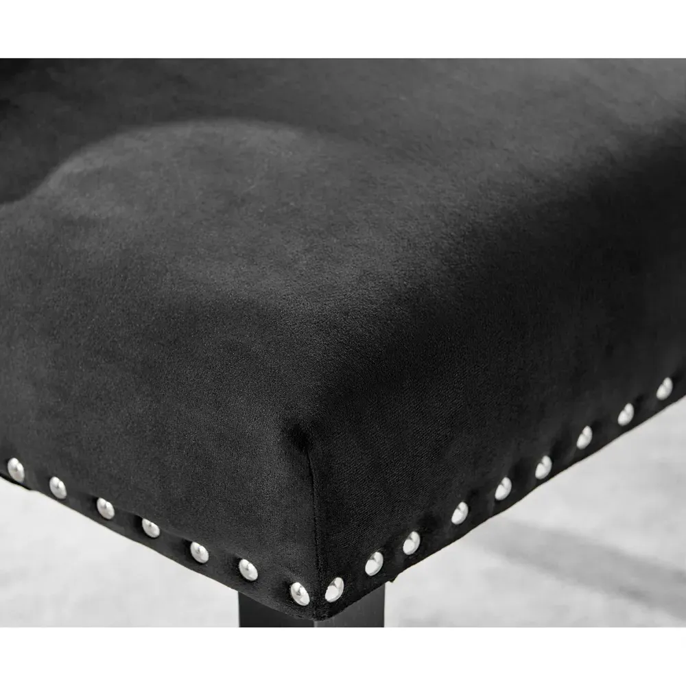 Kennsington Set of 2 Knockerback Dining Chairs - Black, Velvet