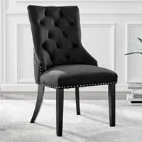 Kennsington Set of 2 Knockerback Dining Chairs - Black, Velvet