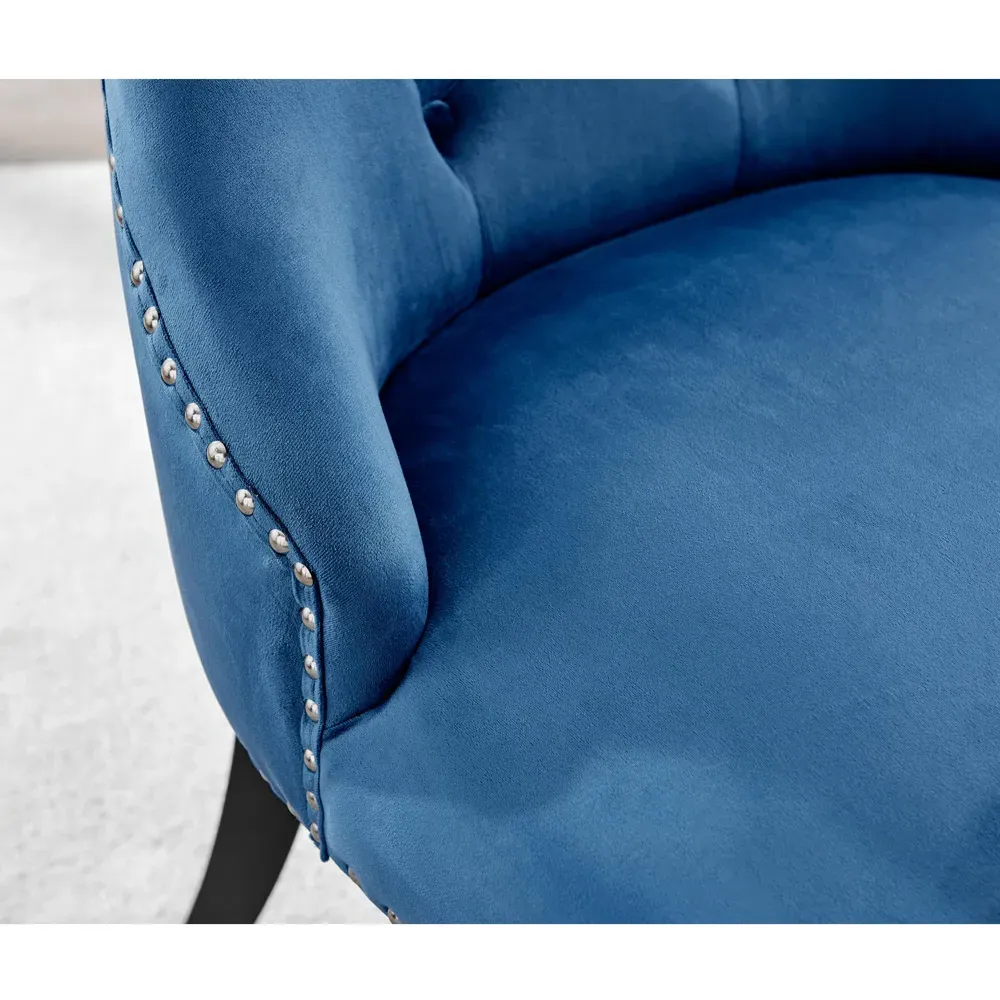 Kennsington Set of 2 Knockerback Dining Chairs - Blue, Velvet