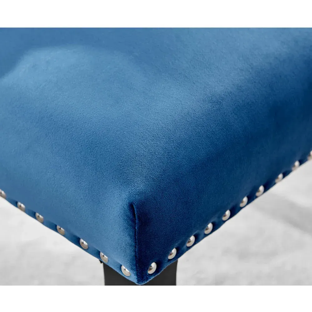 Kennsington Set of 2 Knockerback Dining Chairs - Blue, Velvet