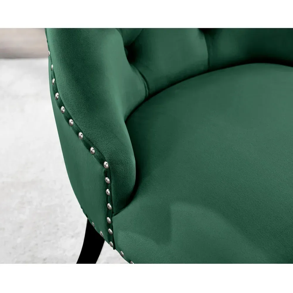 Kennsington Set of 2 Knockerback Dining Chairs - Green, Velvet