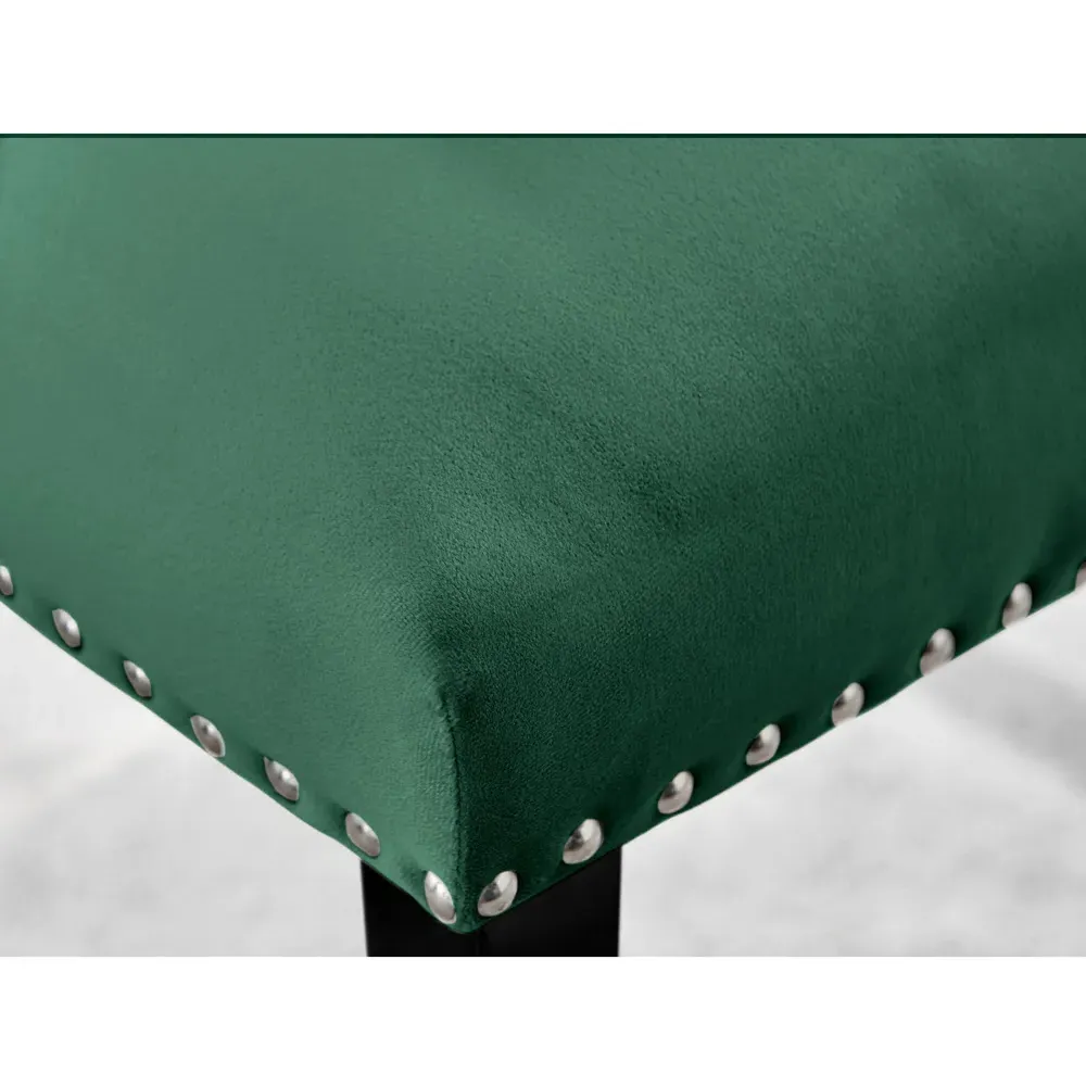 Kennsington Set of 2 Knockerback Dining Chairs - Green, Velvet