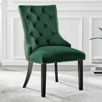Kennsington Set of 2 Knockerback Dining Chairs - Green, Velvet