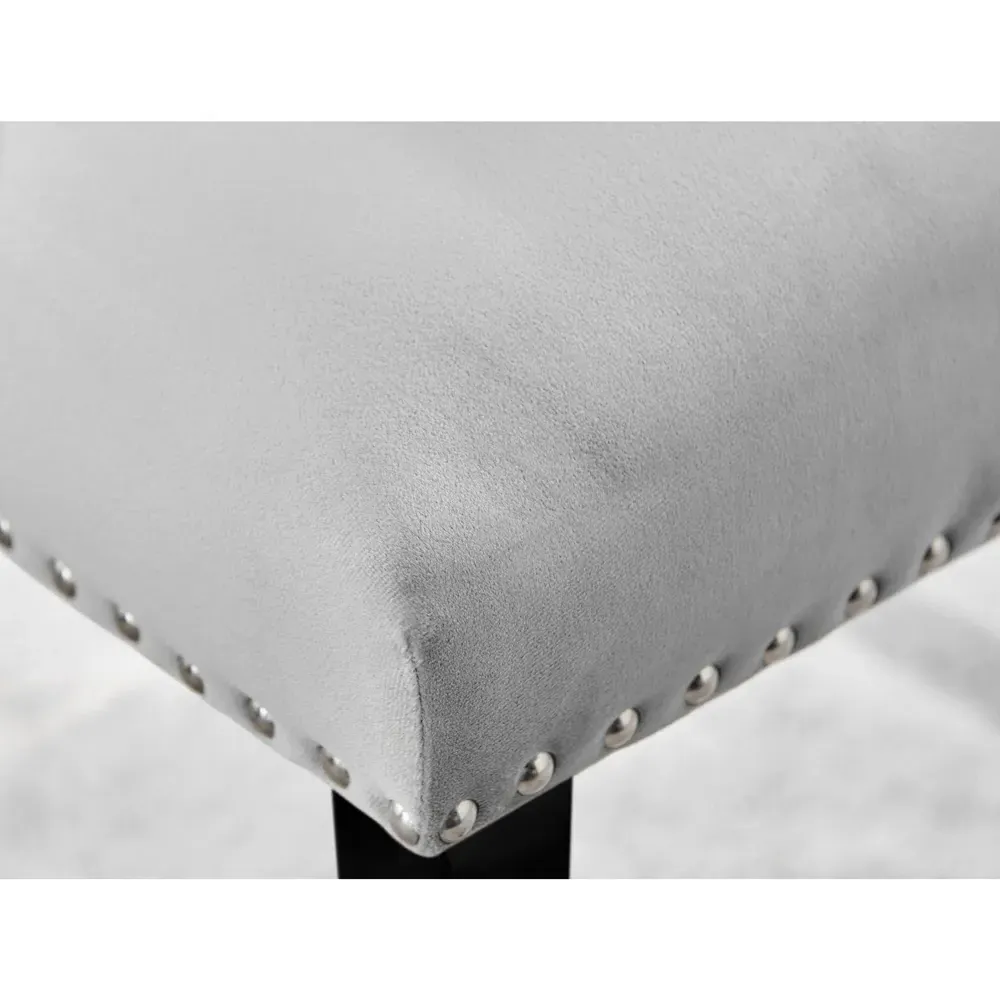 Kennsington Set of 2 Knockerback Dining Chairs - Grey, Velvet