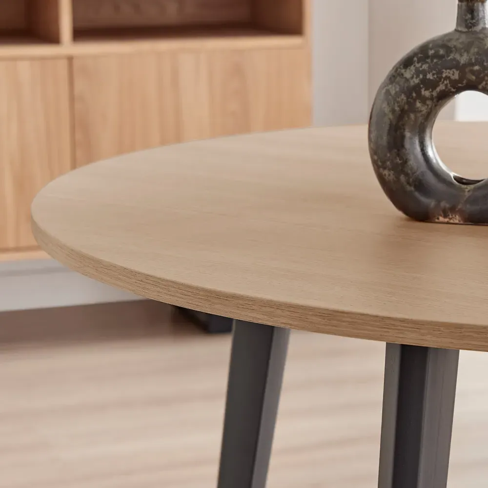 Kimmi Round Dining Table - Oak, Wood Composite