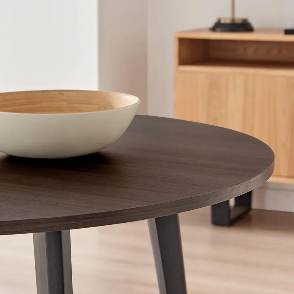 Kimmi Round Dining Table - Walnut, Wood Composite