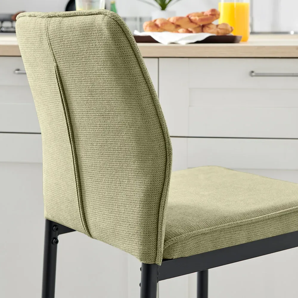 Kira Bar Stool Set of 2 - Green, Textured Weave