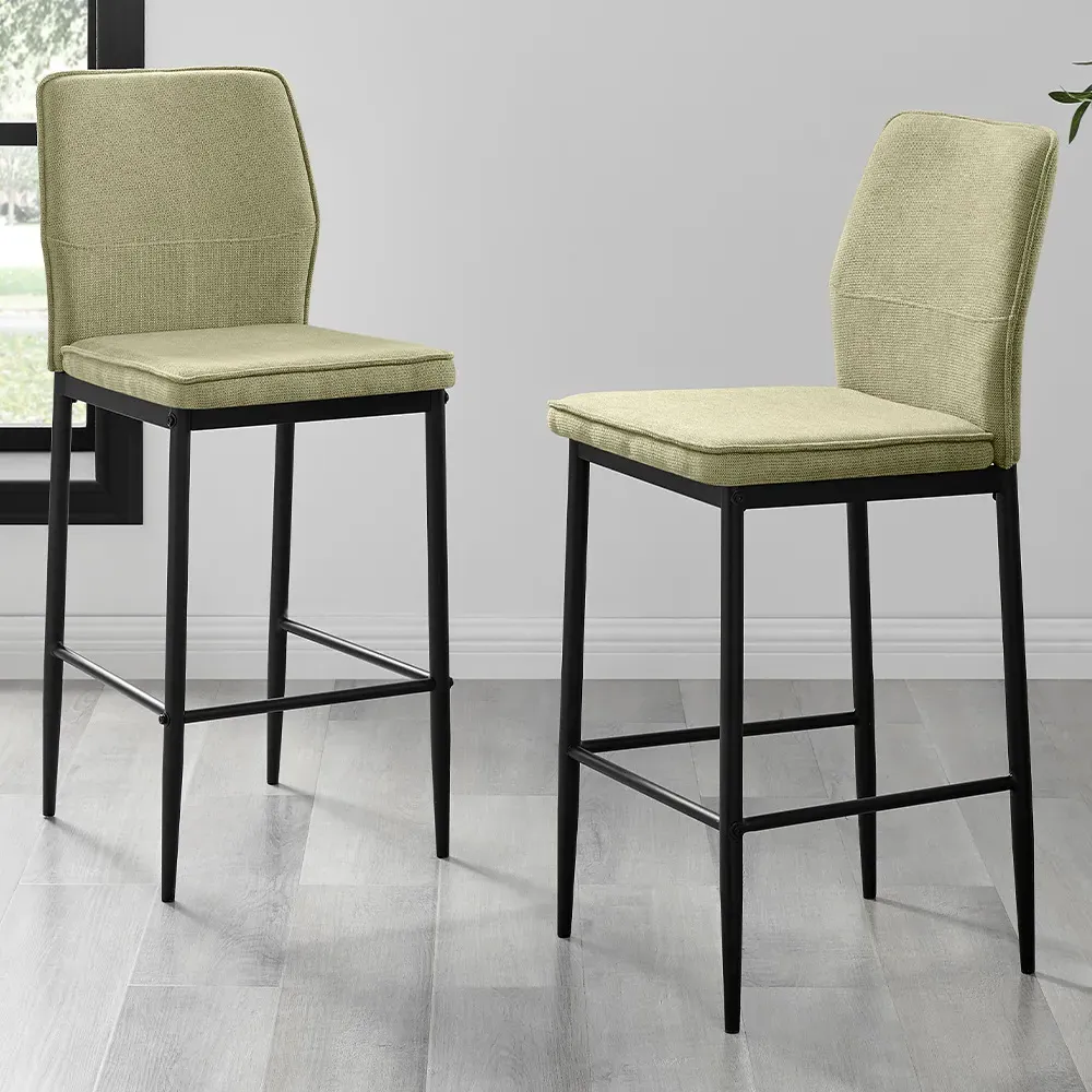 Kira Bar Stool Set of 2 - Green, Textured Weave image