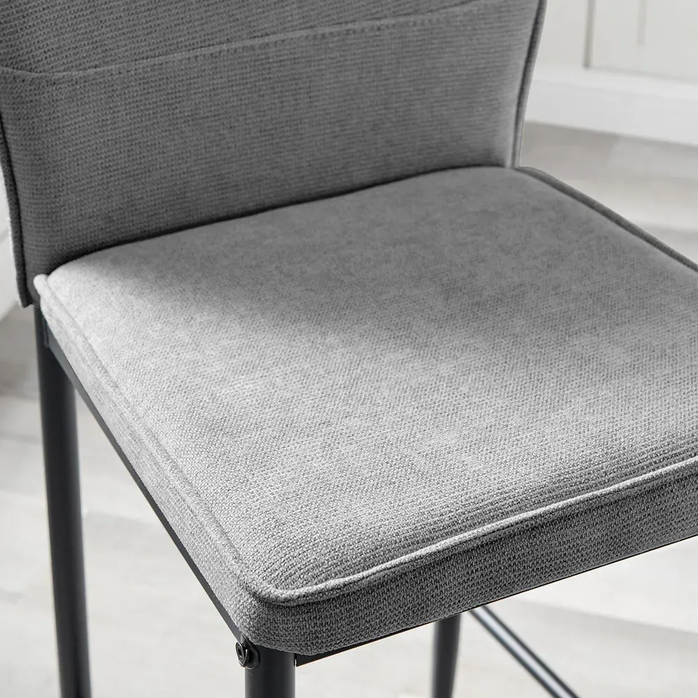 Kira Bar Stool Set of 2 - Grey, Textured Weave