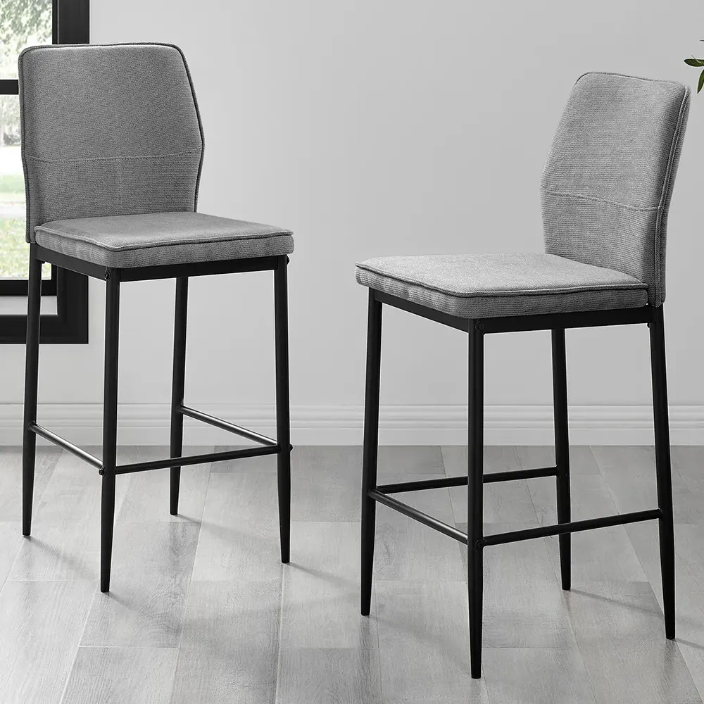 Kira Bar Stool Set of 2 - Grey, Textured Weave
