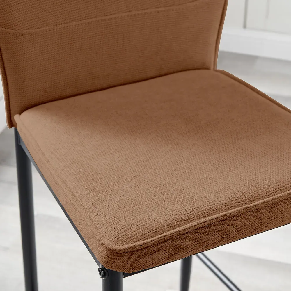 Kira Bar Stool Set of 2 - Orange, Textured Weave