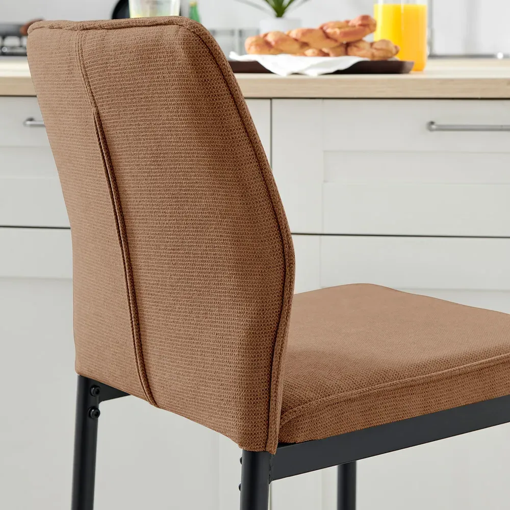 Kira Bar Stool Set of 2 - Orange, Textured Weave