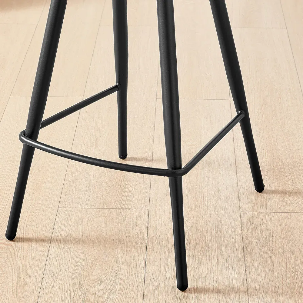 Koda Set of 2 Bar Stools - Black, Velvet Faux Leather