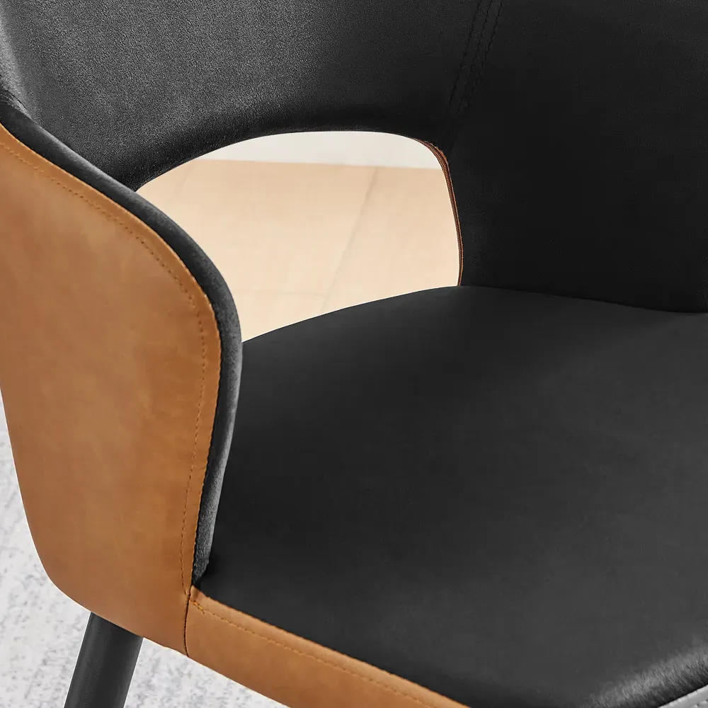 Koda Set of 2 Dining Chairs - Black, Velvet Faux Leather