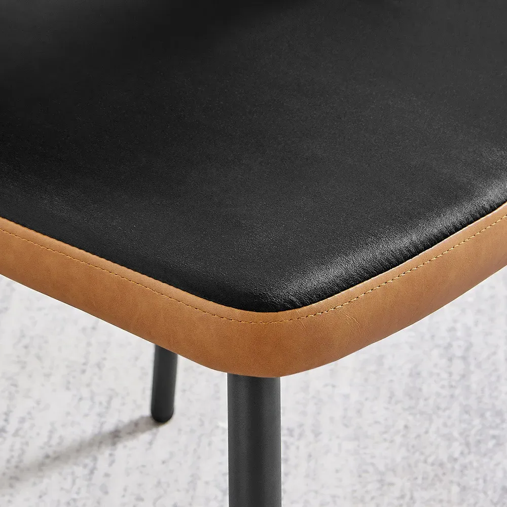 Koda Set of 2 Dining Chairs - Black, Velvet Faux Leather