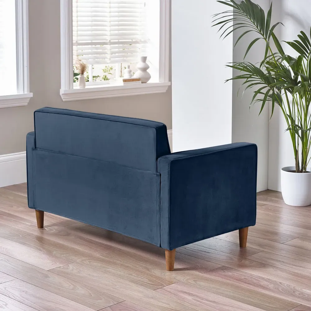 Kody 2-Seater Sofa - Blue, Velvet