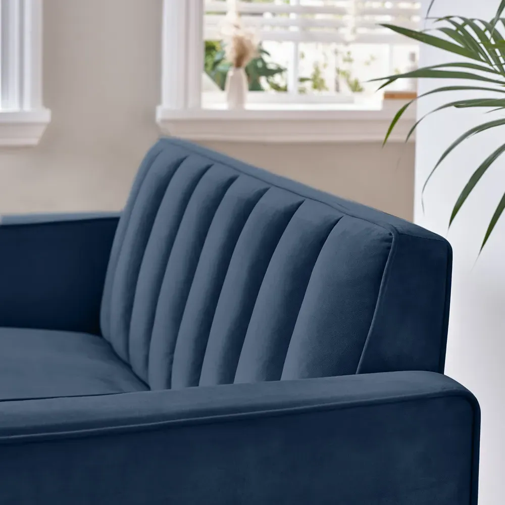 Kody 2-Seater Sofa - Blue, Velvet