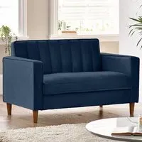 Kody 2-Seater Sofa - Blue, Velvet
