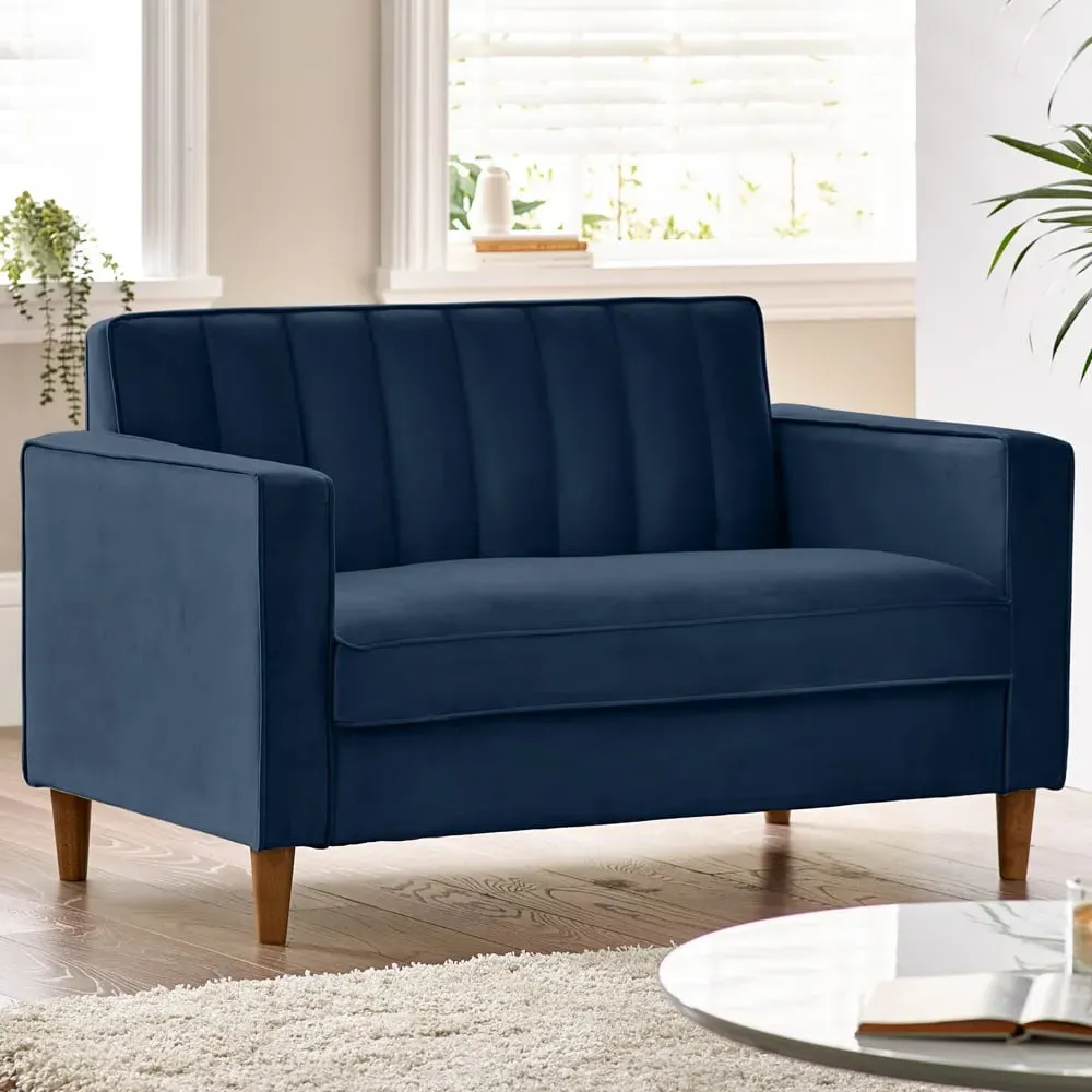 Kody 2-Seater Sofa - Blue, Velvet image