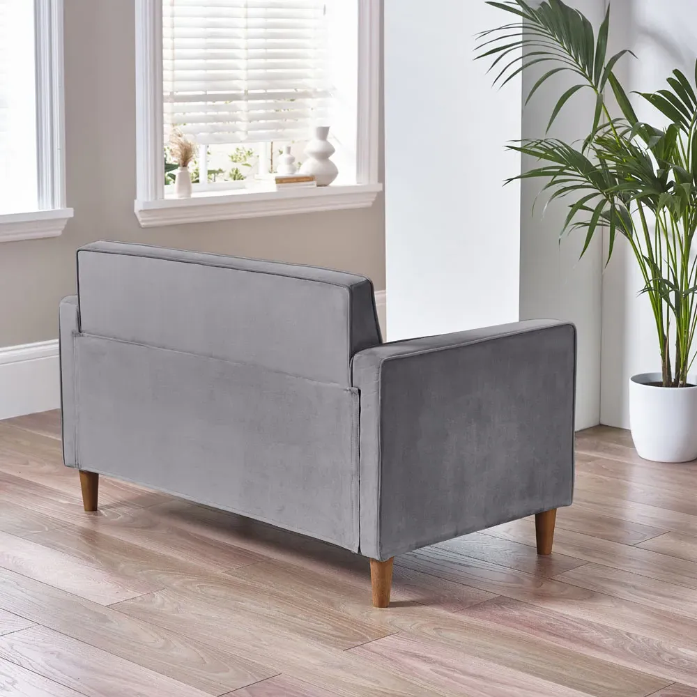Kody 2-Seater Sofa - Grey, Velvet