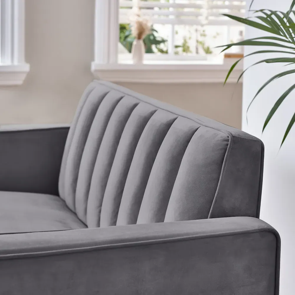 Kody 2-Seater Sofa - Grey, Velvet