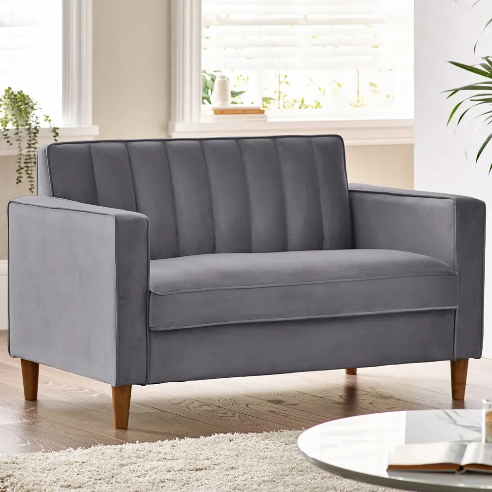 Kody 2-Seater Sofa - Grey, Velvet image