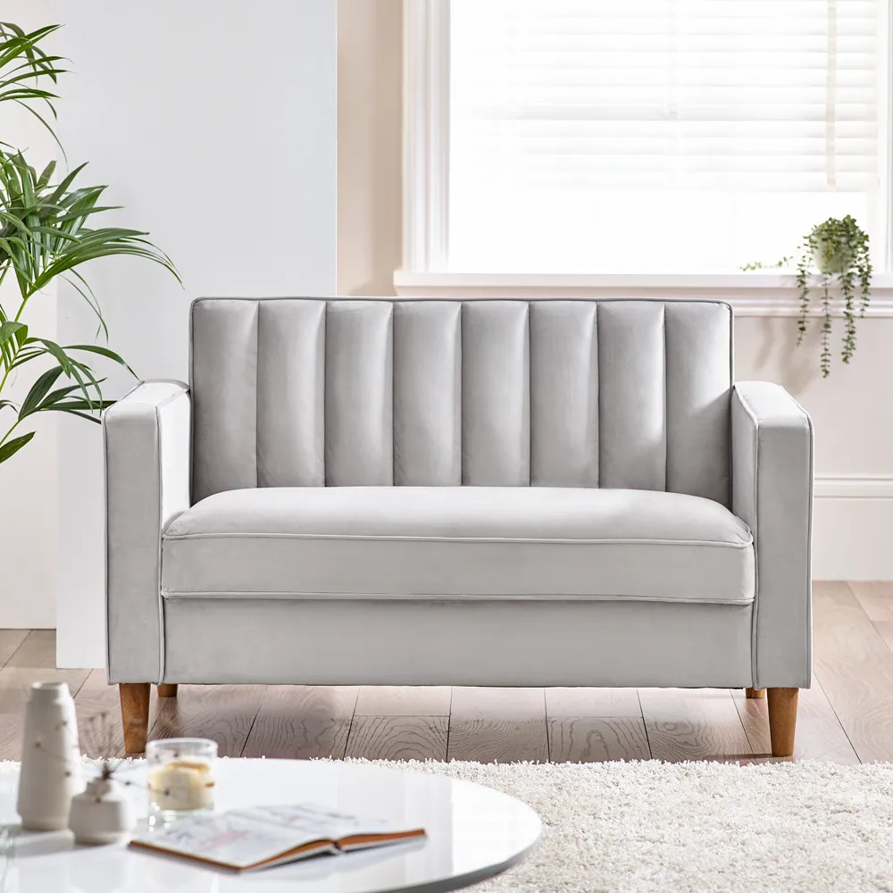 Kody 2-Seater Sofa - Light Grey, Velvet