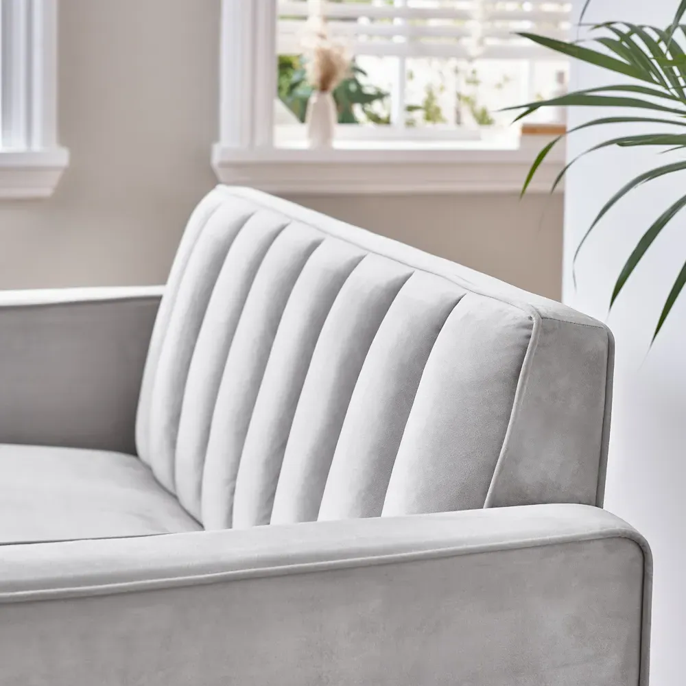 Kody 2-Seater Sofa - Light Grey, Velvet