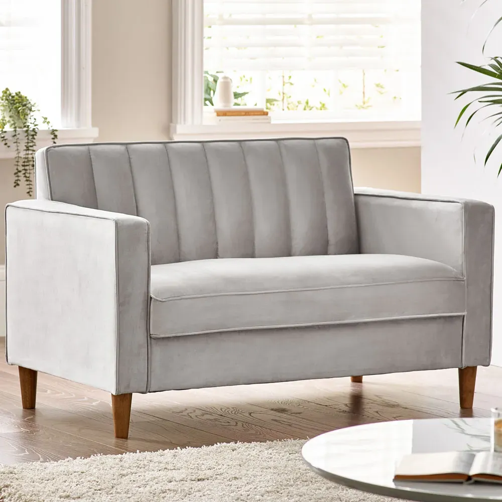Kody 2-Seater Sofa - Light Grey, Velvet