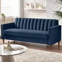 Kody 3-Seater Sofa - Blue, Velvet