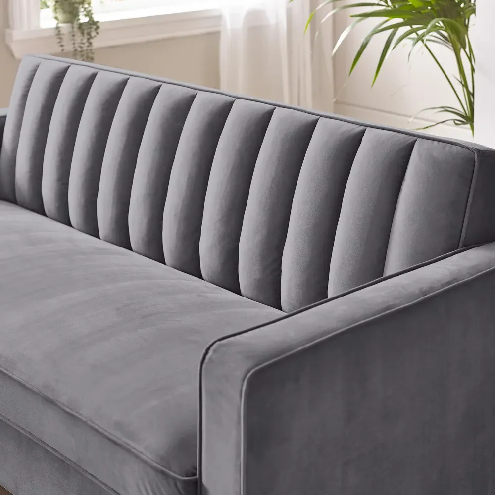 Kody 3-Seater Sofa - Grey, Velvet