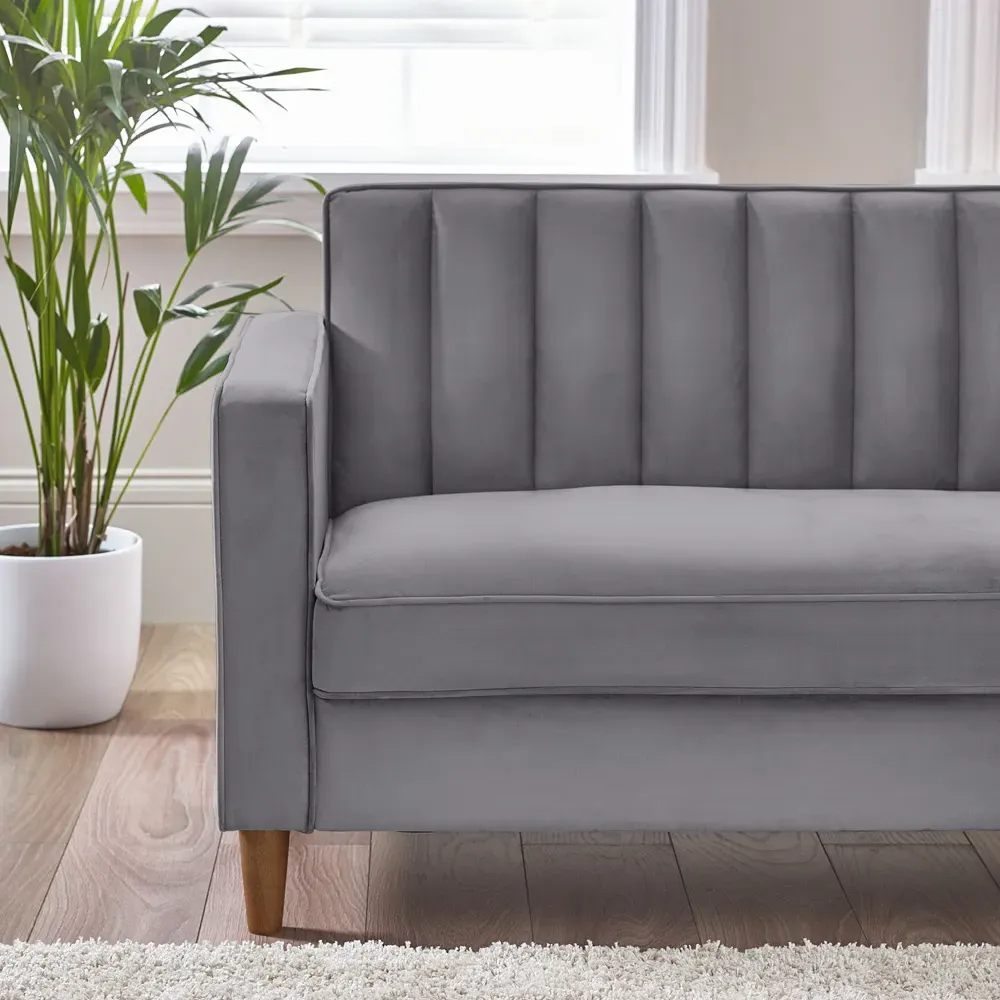 Kody 3-Seater Sofa - Grey, Velvet