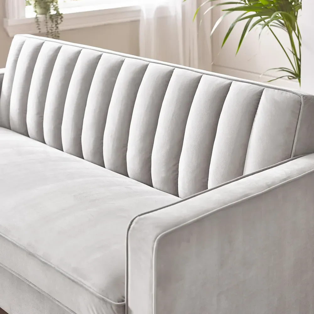 Kody 3-Seater Sofa - Light Grey, Velvet