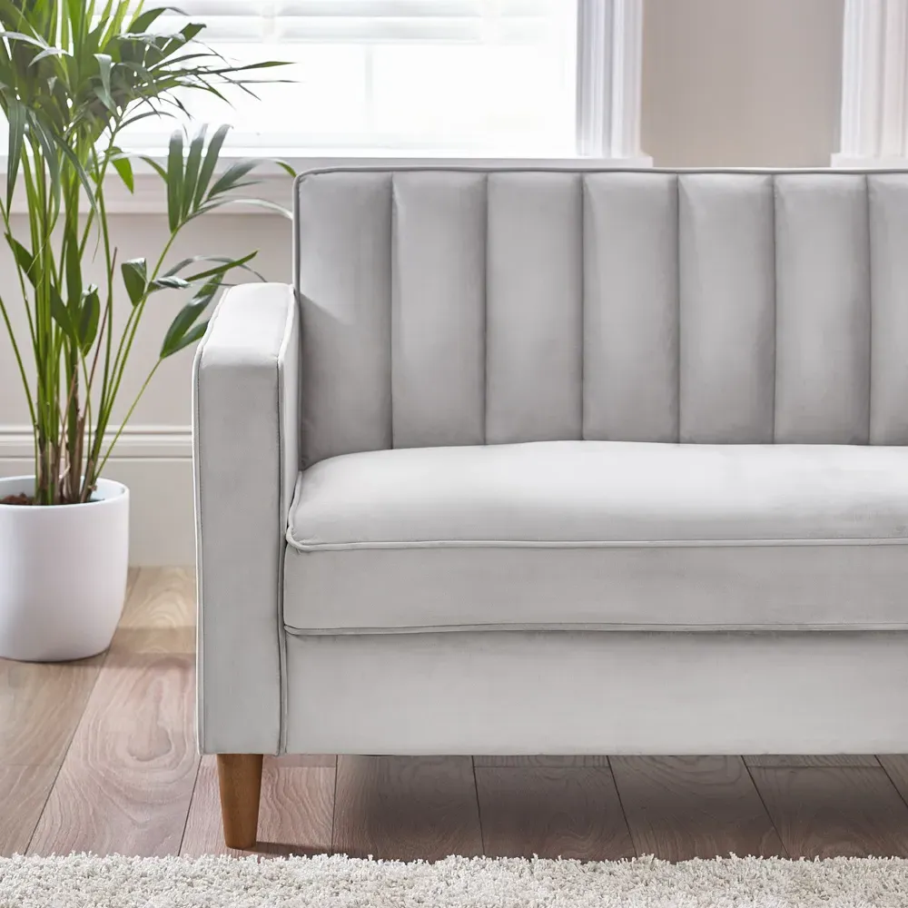 Kody 3-Seater Sofa - Light Grey, Velvet