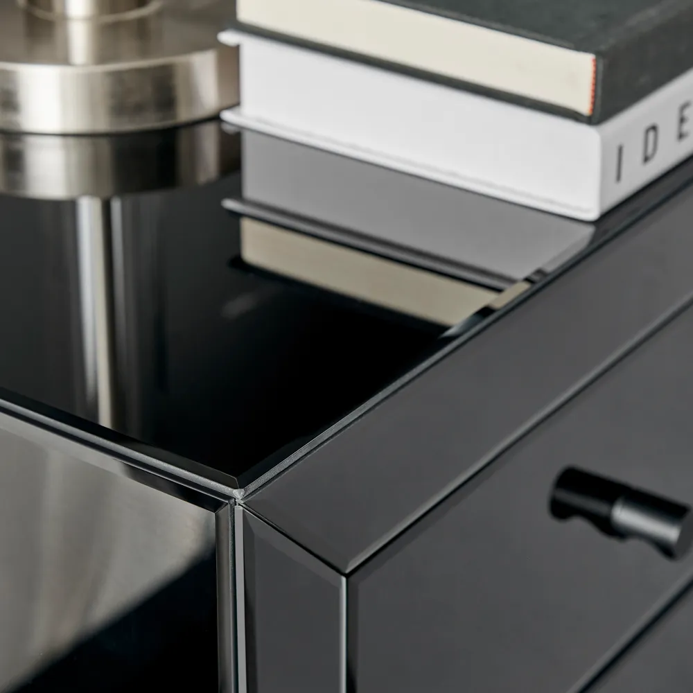 Lacey Large 3 Drawer Bedside Table - Black