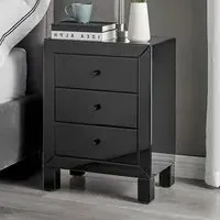 Lacey Large 3 Drawer Bedside Table - Black